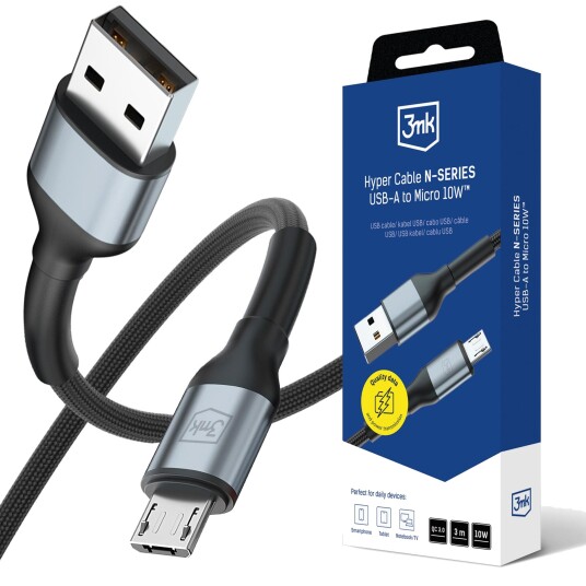 Usb-Kabel 3Mk Usb-A Til Microusb 3 M Svart/Grå