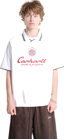 T skjorte Carhartt WIP S/S Terrace Football T Shirt UNISEX Heart Train Jacquard White M