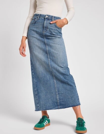 Lee Jeans Back Slit Maxi Skirt   Blue   25