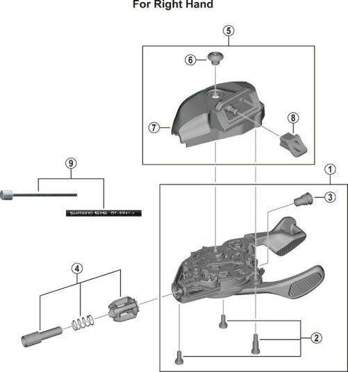 Shimano XT deksel enhet høyre til I-Spc skiftegrep modell SL-M8130-I R11 R