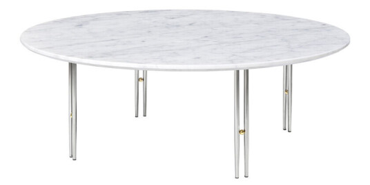 Gubi IOI sofabord White carrara marble-ø110-krom