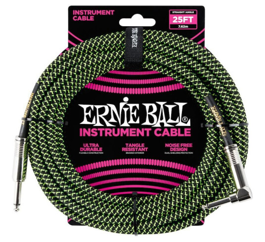Ernie Ball Eb-6082 Instrumentkabel 5.4 Meter Sort & Grønn Ernie Ball Eb-6082 Instrumentkabel 5.4 Meter Sort & Grønn