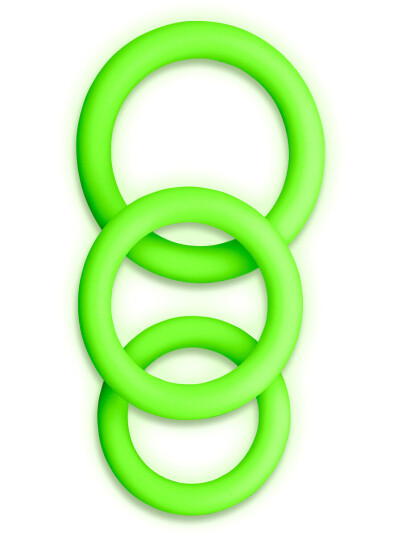 Shots Toys - Ouch! Ouch! Glow in the Dark: Silicone Cock Ring Set, 3 stk
