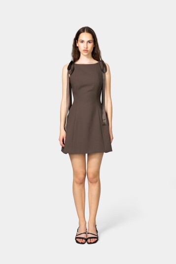 Murlong Cres Olava forme ribbon detail mini dress brown
