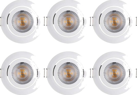LED innfelte taklamper 6 pakning dimbar svingbar