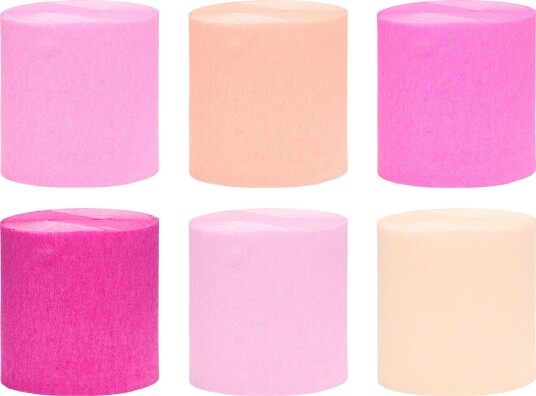 Partydeco Creperuller Rosa Mix 6-pakning KRES2
