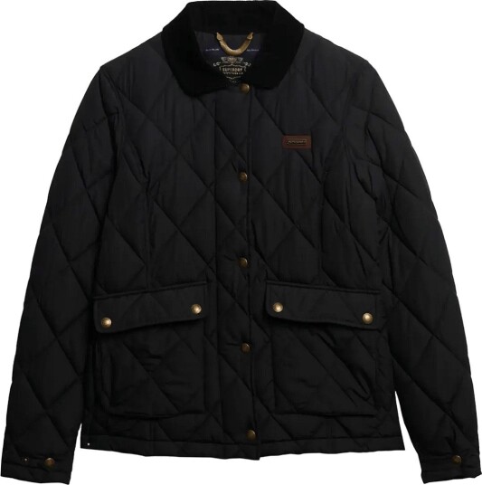 Superdry Cord Trimmed Liner Jacket   BLACK   14