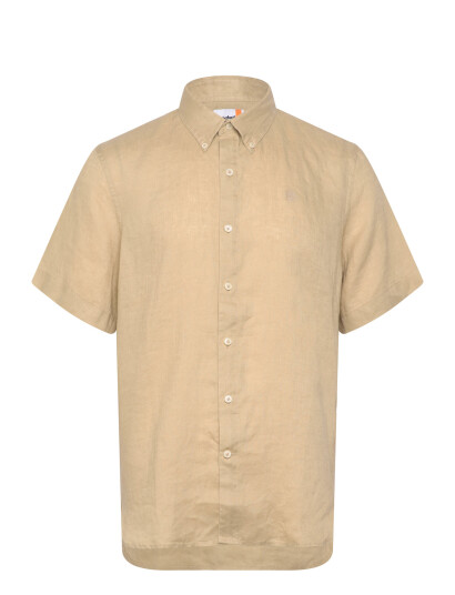 Timberland Linen Short Sleeve Shirt - Beige - XL
