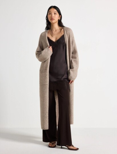 Lindex Knitted Long Cardigan Beige XS/S