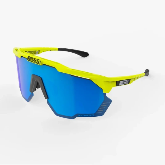 Scicon Aeroshade Kunken sykkelbriller yellow fluo/multimirror blå Scicon Aeroshade Kunken sykkelbriller yellow fluo/multimirror blå