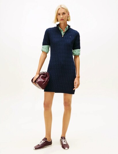 Tommy Hilfiger Co Cable Mid Gg Shift Mk Dress Navy M