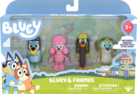 Bluey Figursamling med Venner for 3+ År - 4 Lekefigurer