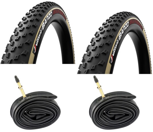 2 dekk + 2 slanger Vittoria Barzo 29 x 2.25 Dekk med Brune Dekksider med Presta Ventil 2 dekk + 2 slanger Vittoria Barzo 29 x 2.25 Dekk med Brune Dekksider med Presta Ventil