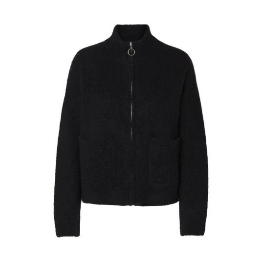 Selected Femme Sia Ras Long Sleeve Knit Zipper Cardigan Sort S Selected Femme Sia Ras Long Sleeve Knit Zipper Cardigan Sort S