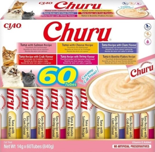 Inaba Churu Tunabata Kattegodbidder Variasjonsboks 60 x 14g Inaba Churu Tunabata Kattegodbidder Variasjonsboks 60 x 14g