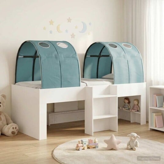  Seng med tunnel 4 pcs Hvit og lyseblå Konstruert tre