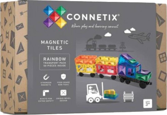 Connetix Byggesett Rainbow Transport 50 Deler Connetix Byggesett Rainbow Transport 50 Deler