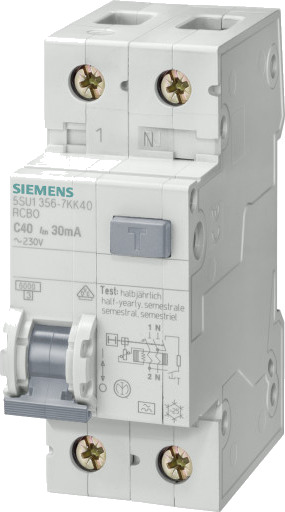 Siemens Kombinasjonsbryter Automatsikring/HPFI C 13A 1P+N 30mA 5SU1346-6KK13 Siemens Kombinasjonsbryter Automatsikring/HPFI C 13A 1P+N 30mA 5SU1346-6KK13