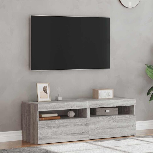 vidaXL TV-benker 2 stk med LED-lys grå sonoma 60x35x40 cm