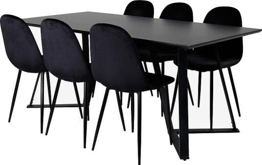 Venture Home Spisegruppe Maggie med 6 stk Penally spisestoler Svart Venture Home Spisegruppe Maggie med 6 stk Penally spisestoler Svart