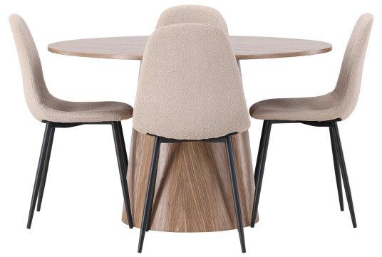 Venture Design Lanzo & Polar spisegruppe Beige/natur 4 stoler & bord 120 cm