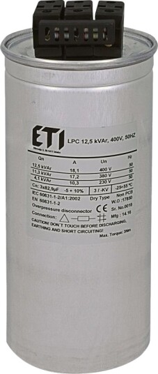 Eti Polam Kondensator Lpc 12.5 Kvar 400V 50Hz 004656751