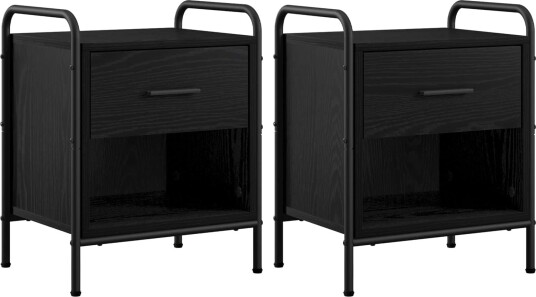 vidaXL Nattbordskap 2 stk. Svart eik 40 x 30 x 50 cm Konstruert tre
