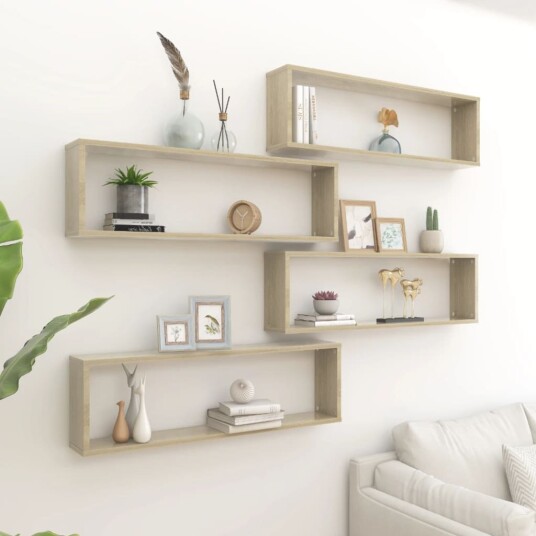 vidaXL Vegghyller kubeformet 4 stk sonoma eik 100x15x30 cm sponplate vidaXL Vegghyller kubeformet 4 stk sonoma eik 100x15x30 cm sponplate
