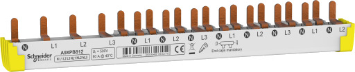 Schneider Electric Sløyfesamleskinne 3PN 12M Jordfeilbryter+NL1NL2NL3 9mm A9XPB812