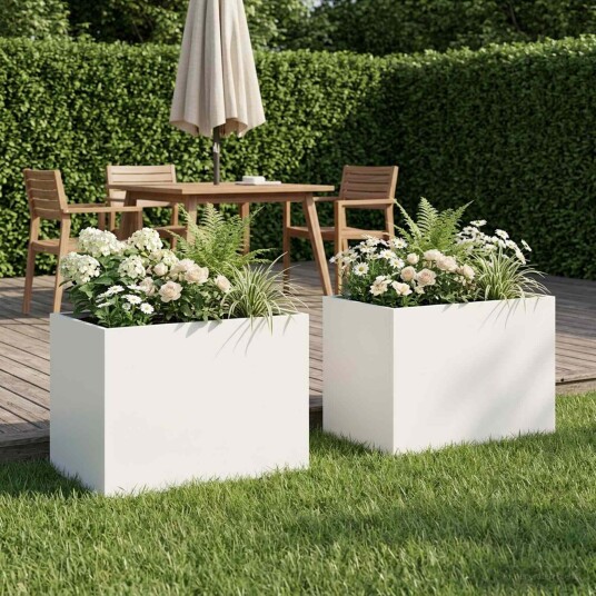 vidaXL Hageblomsterpotte 2 stk. Hvit 40 x 30 x 30 cm Kaldvalsestål