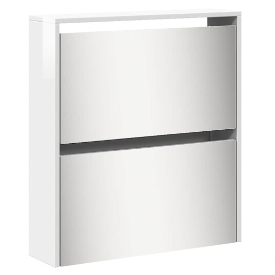Skoskap med speil 5 lag høyglans hvit 63x17x169,5 cm 8721012989221 Skoskap med speil 5 lag høyglans hvit 63x17x169,5 cm 8721012989221