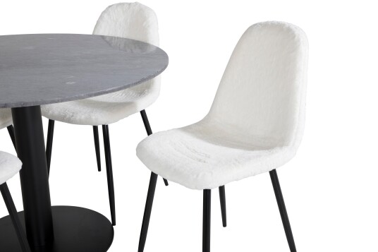 Venture Home Estelle Spisegruppe 106 cm Rund med 4 Polar Stoler Sort