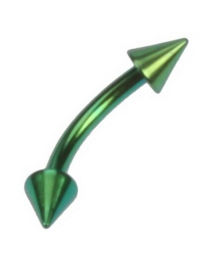 Utgått Banan Grønn med Spikes 12 x 8 mm Øyenbrynspiercing