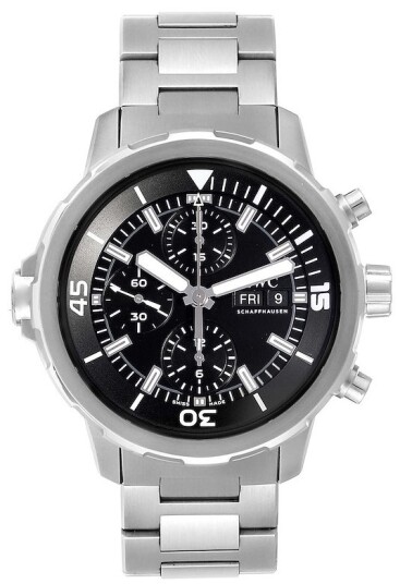 IWC Herreklokke IW376804 Aquatimer Chronograph Sort/Stål Ø44 mm IWC Herreklokke IW376804 Aquatimer Chronograph Sort/Stål Ø44 mm