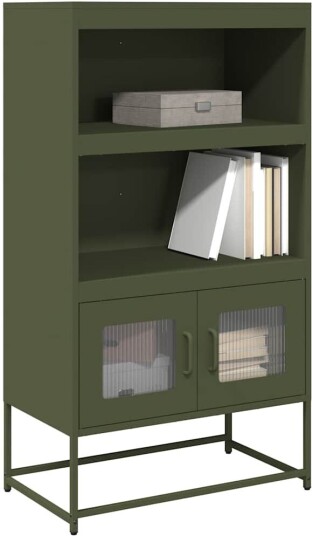Highboard olivengrønn 68x39x123 cm stål 8721158372062