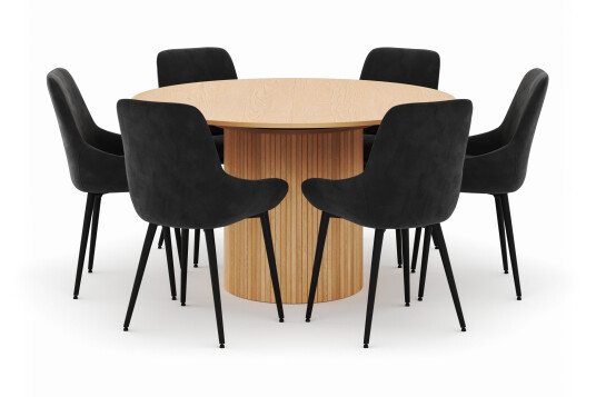 Scandinavian Choice Kopparbo Rund Spisegruppe 130 150 cm 6 Alsarp Spisestoler Naturell