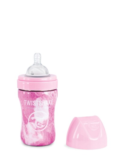 Twistshake Twistshake Anti-Colic Stainless Steel 260Ml Marble Pink - Pink - ONE SIZE Twistshake Twistshake Anti-Colic Stainless Steel 260Ml Marble Pink - Pink - ONE SIZE