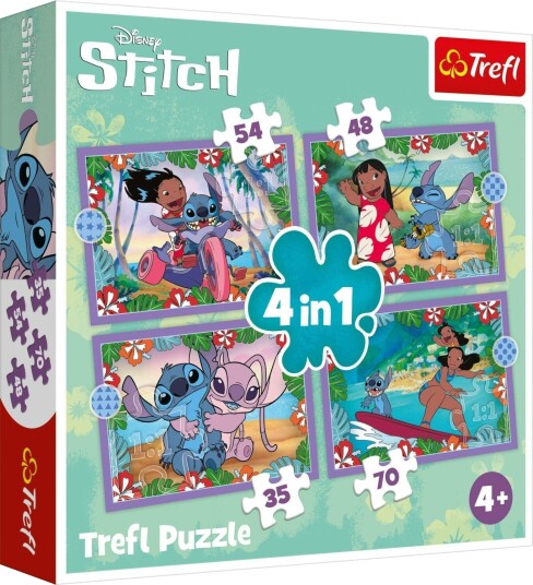 Trefl 4 i 1 Puslespill   35/48/54/70 brikker   Lilo & Stitch