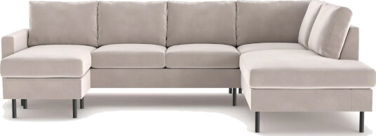 Peppe 4 seters Høyrevendt U formet Sofa med Divan og Sjeselong i Manchester Beige