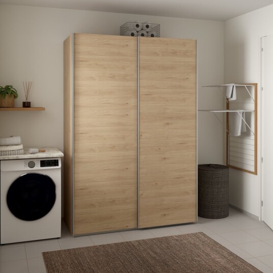 LIND NEST SKYVEDØRSGARDEROBE 150X220X67CM EIK