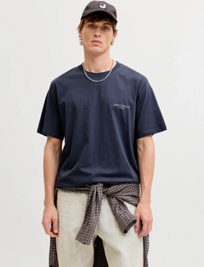 Jack & Jones Jormontauk Aop Back Tee Ss Crew Neck Sn Navy M