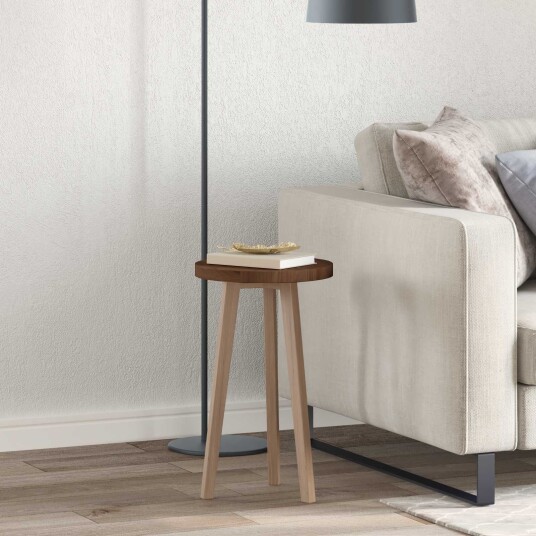 Bordplate Mørk brun Ø 30 x 2,5 cm Massivt Eiketre