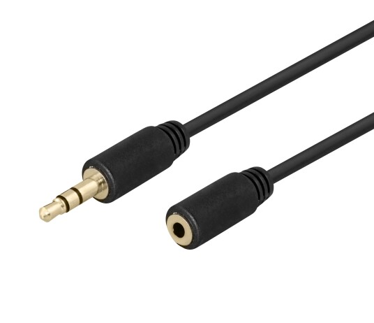 Deltaco 3m Gullbelagt 3.5mm Lydkabel, Svart