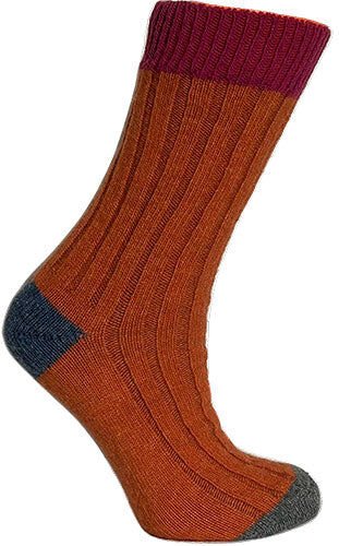 Clemente Merinoull Sokker Cerise/oransje Str. 39/42