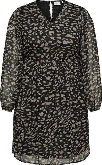 ONLY Carmakoma Carasta L/S V Neck Mini Dress Aop   BLACK   44