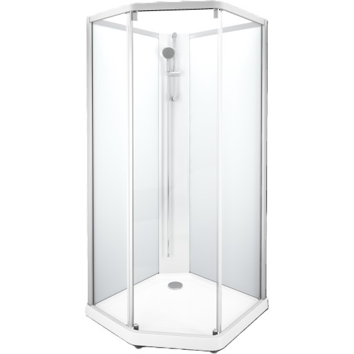 Contura Showerama Classic dusjkabinett, 100x100 cm, hvit profil, frostet glass
