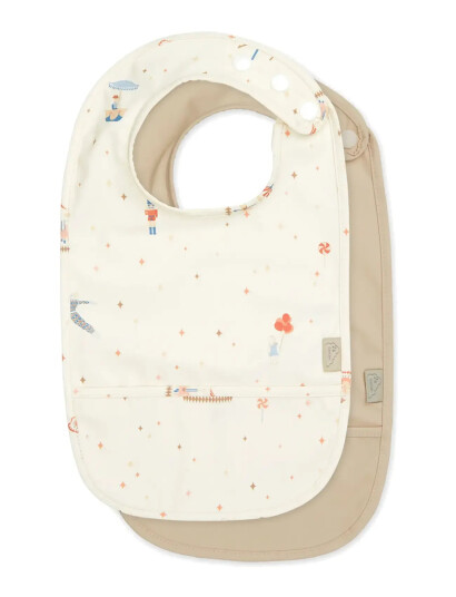 Cam Cam Copenhagen Bib W/ Pocket, 2 Pack - Cream - ONE SIZE Cam Cam Copenhagen Bib W/ Pocket, 2 Pack - Cream - ONE SIZE
