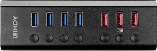 Lindy 43371 Usb 3.2 Gen 1 3.1 Gen 1 Type-B Usb 3.2 Gen 1 3.1 Gen 1 Type-A 5000 Mbit/S Svart Akrylonitril-Butadien-Styren Abs Aluminium Quick Charge 3.0