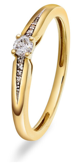 Pan Jewelry, Ring i 585 gult gull med diamanter 0,13 ct