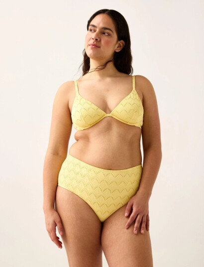 Lindex Unpadded Bikini Bra With Embroidery Yellow M Lindex Unpadded Bikini Bra With Embroidery Yellow M